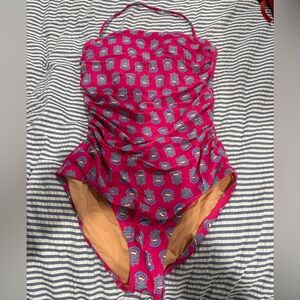 J. Crew Vibrant Pink Floral Swimsuit